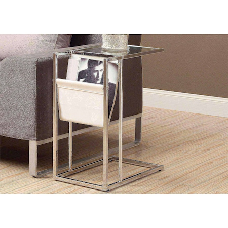 Monarch Specialties Accent Table - White / Chrome Metal With A Magazine Rack I 3034